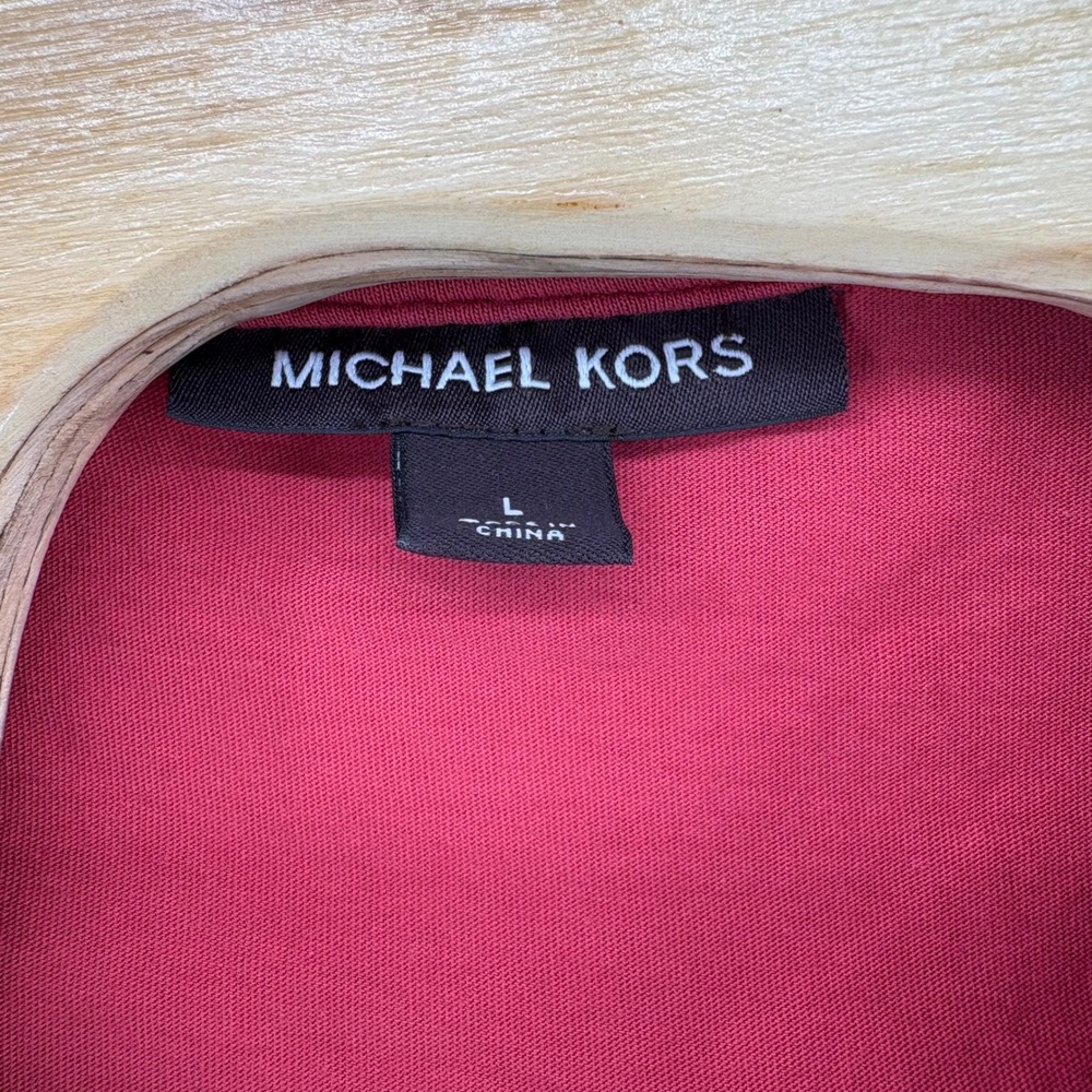 Michael Kors Mens V Neck T Shirt Red Short Sleeve Casual‎ Top Size L - Picture 5 of 5